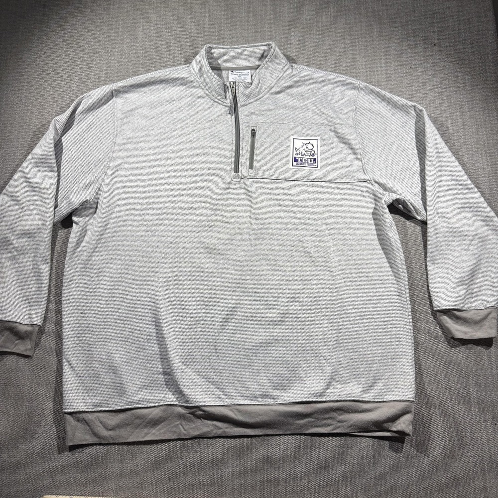 TCU Horned‎ Frogs Sweatshirt Mens 2XL Gray NCAA Football Champion Quarter Zip